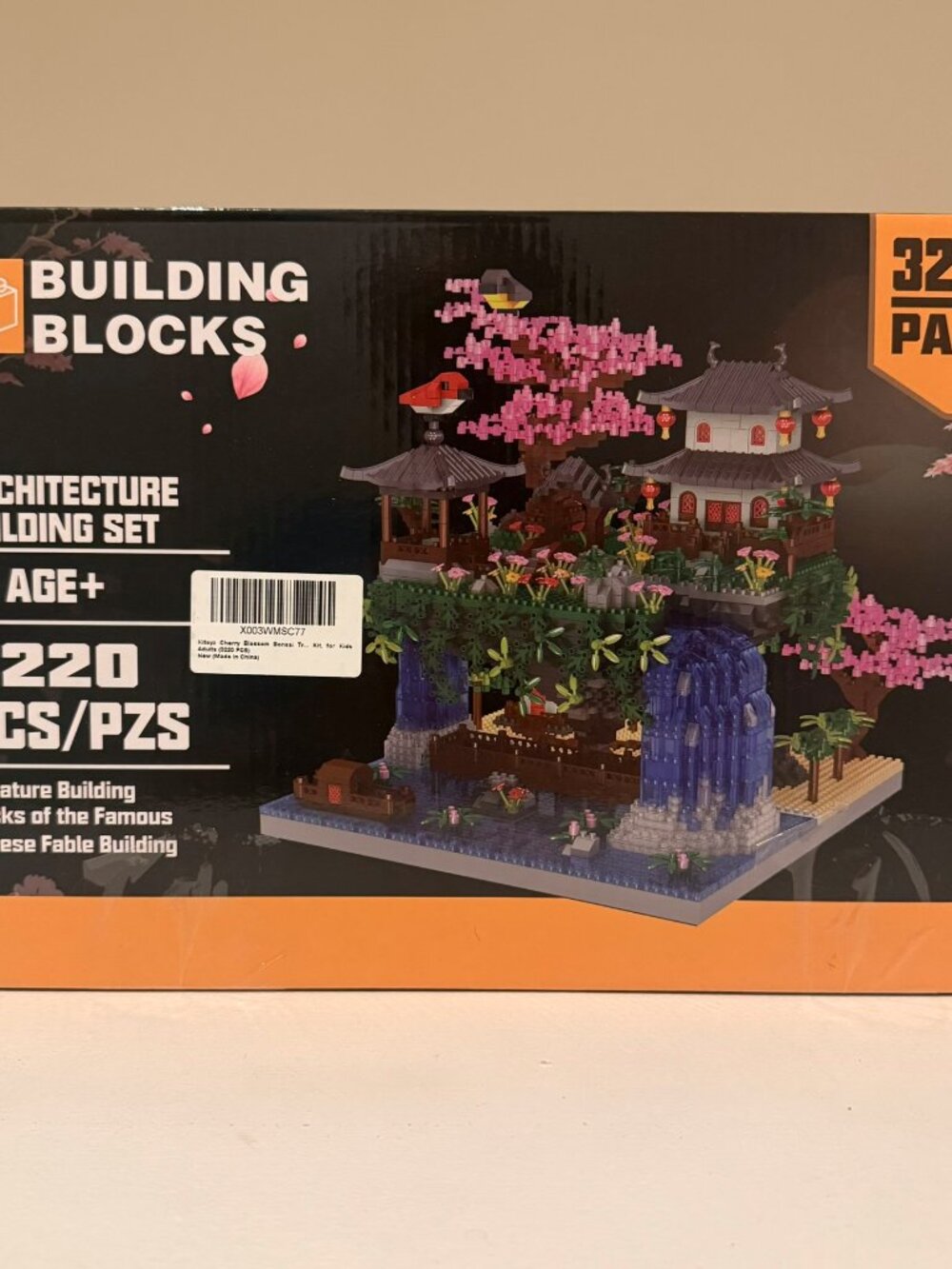 MINI Building Blocks Cherry Blossom Bonsai Tree Pavilion Waterfall with LED Kit